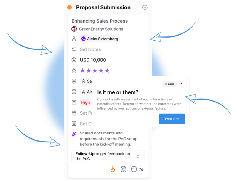 Briced automatically detects deals, updates pipeline stages, tracks actions, and improves sales guidance